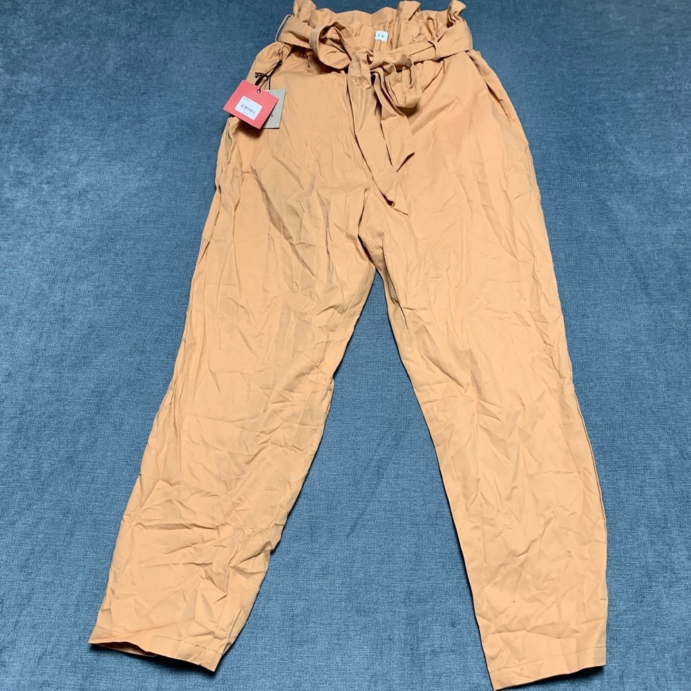 K-Labs Paperbag Pants Women Large Brown Office Minimalist Versatile High Waisted